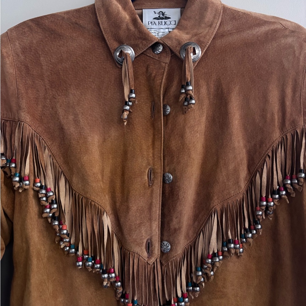 Pia Rucci Vintage Suede Fringe Western Jacket